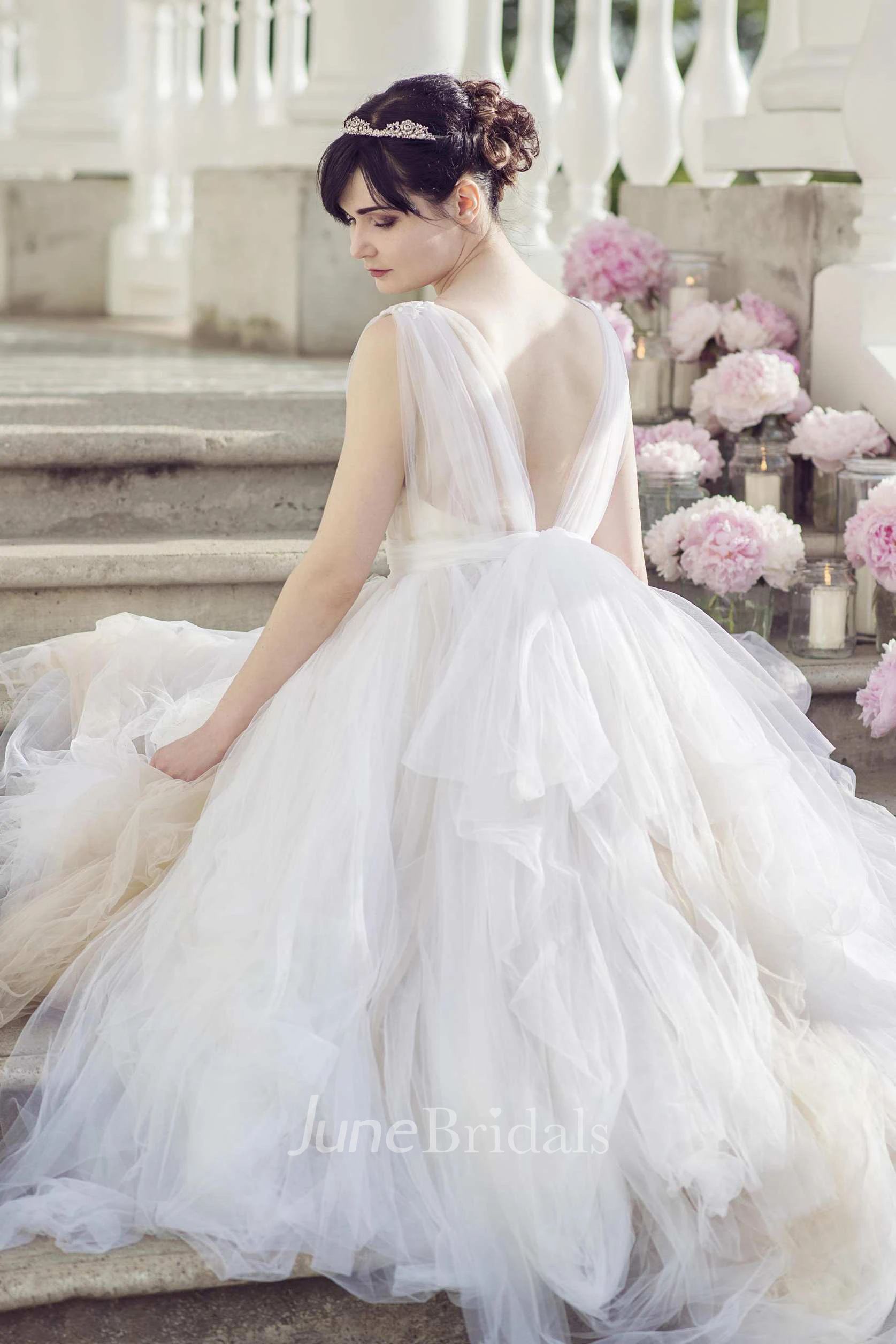 Tulle Satin Appliques Lace Wedding Dress