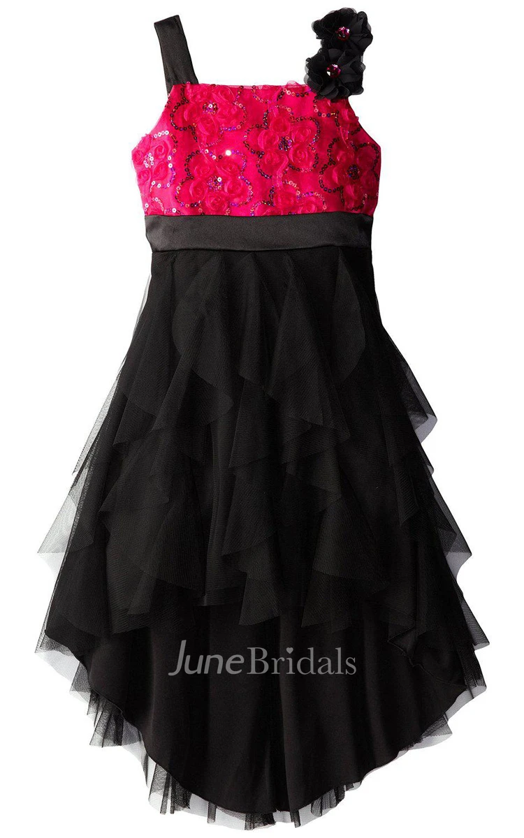 Sleeveless Sequined Dress With Sequins and Flowers