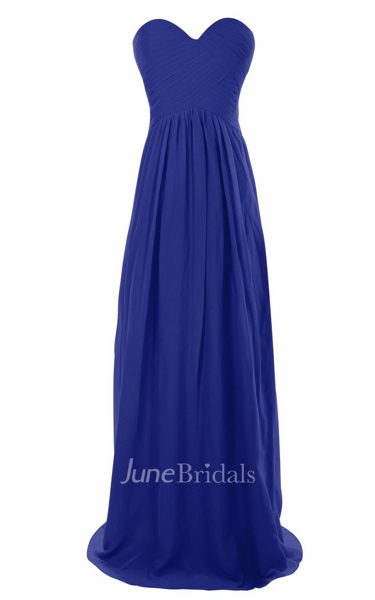 Sweetheart Long Chiffon Gown With Crisscross Ruching
