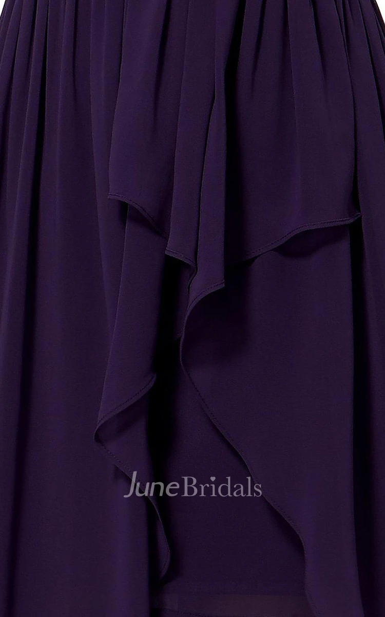 Sweetheart Asymmetrical Chiffon Gown With Pleats