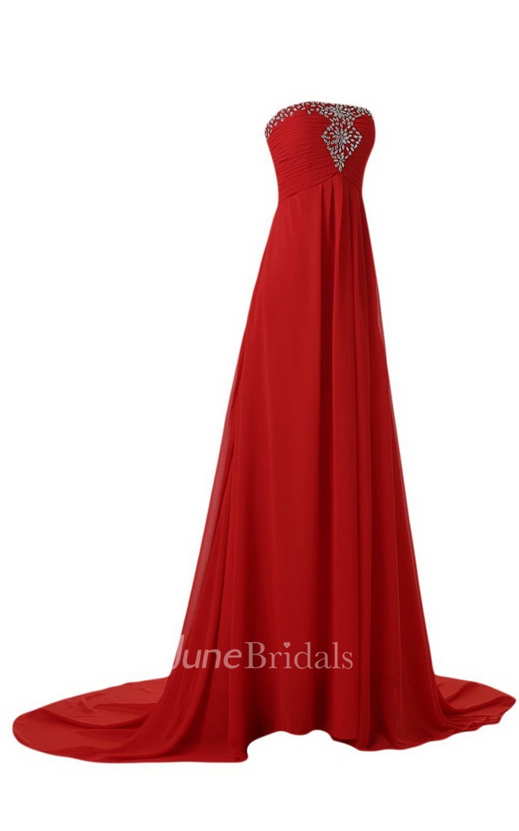 Strapless Court Train With Crystal Trim