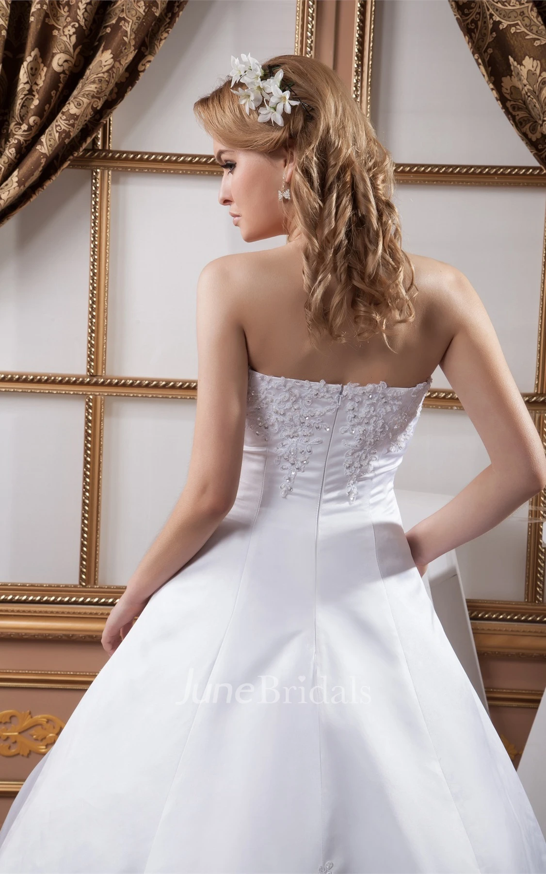 Sweetheart Satin Ball Gown with Appliques and Stress