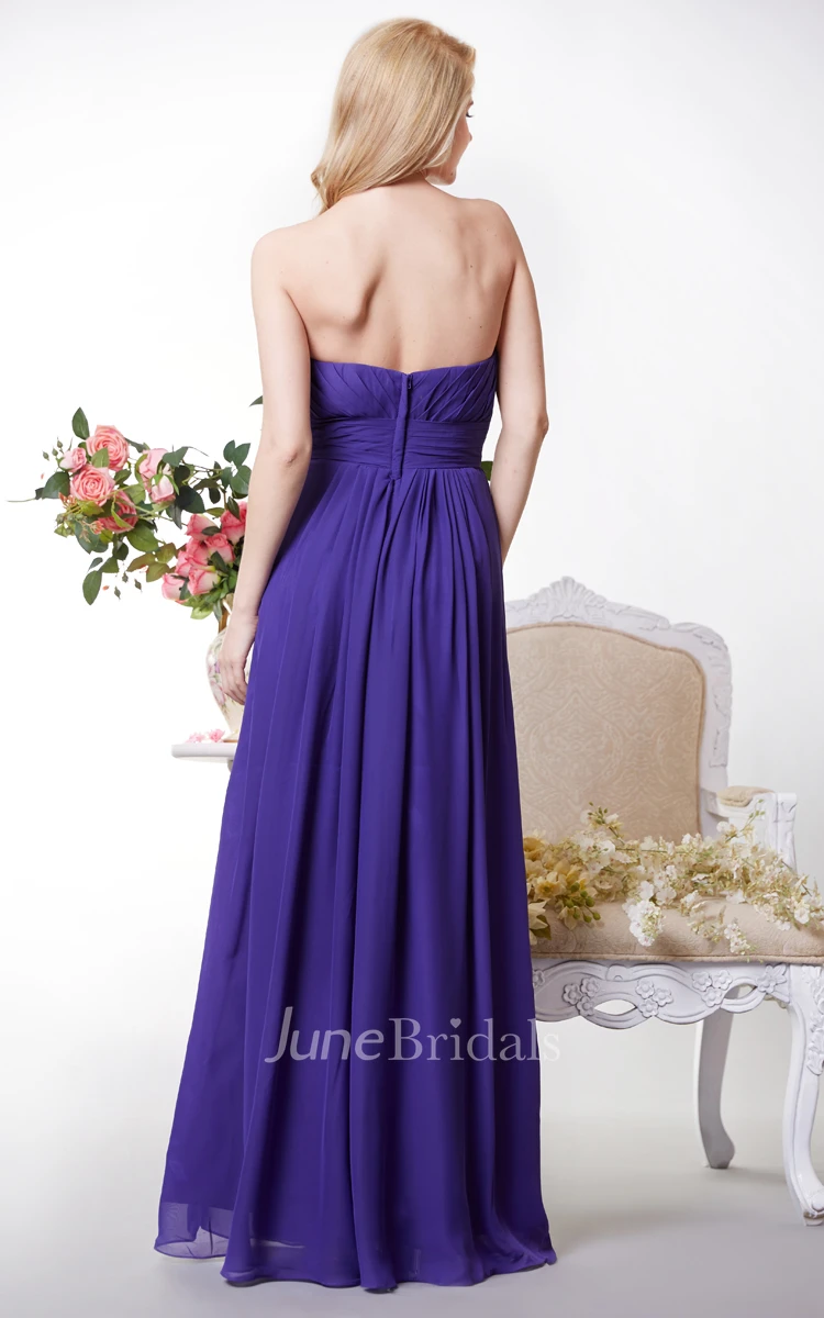 Open Back Chiffon A-line Long Dress With Pleats