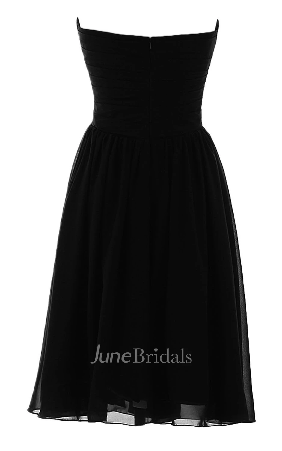 Sweetheart Knee-length Pleated Chiffon Dress With Crystal Stones