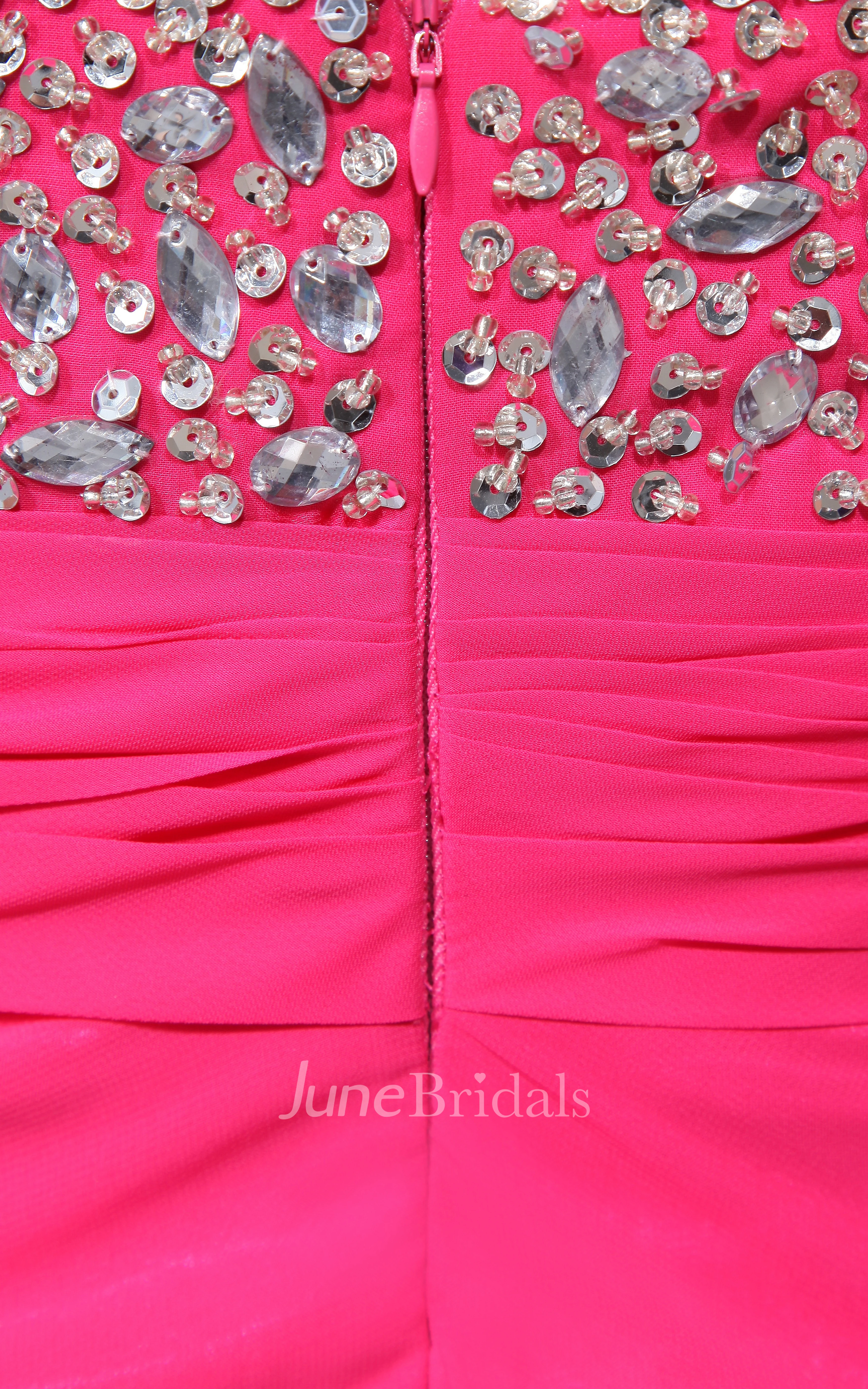 Sassy Sweetheart Chiffon Floor-Length Dress With Beaded Top