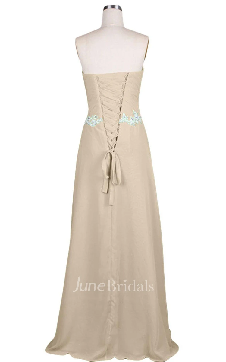 Sweetheart Pleated Beaded A-line Gown With Lace-up Back