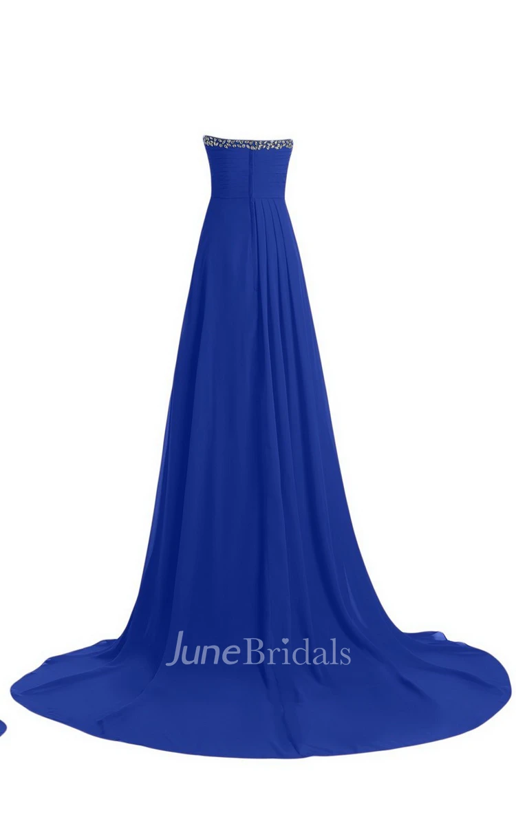 Strapless Court Train With Crystal Trim