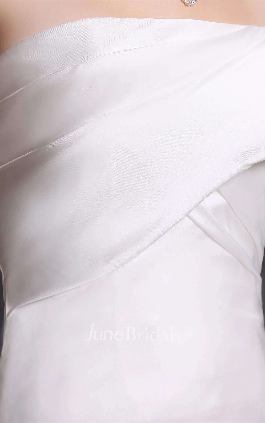 Sweetheart Satin Sheath Dress with Ruching and Brush Train