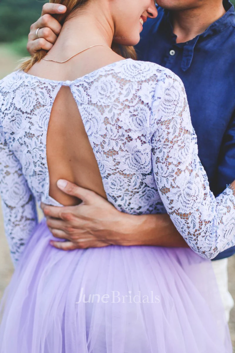 Impressive Lace Top Bridal Gown With Keyhole