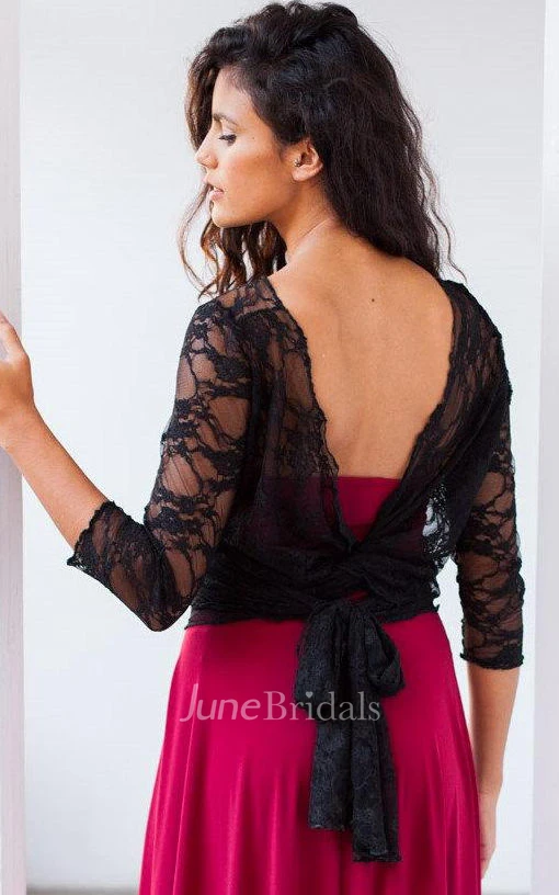 Long Sleeve Tulle&Lace&Jersey&Satin Dress With Jacket