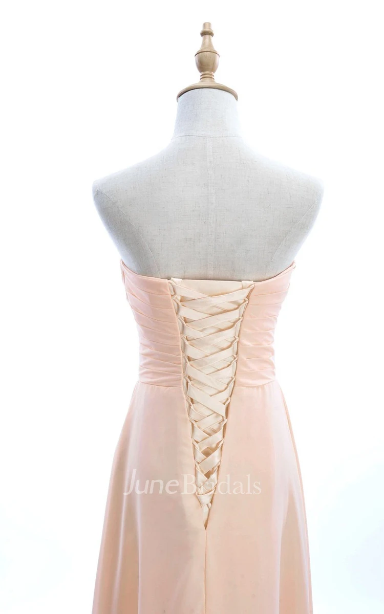 Sweetheart Criss-cross Chiffon A-line Dress With Lace-up Back