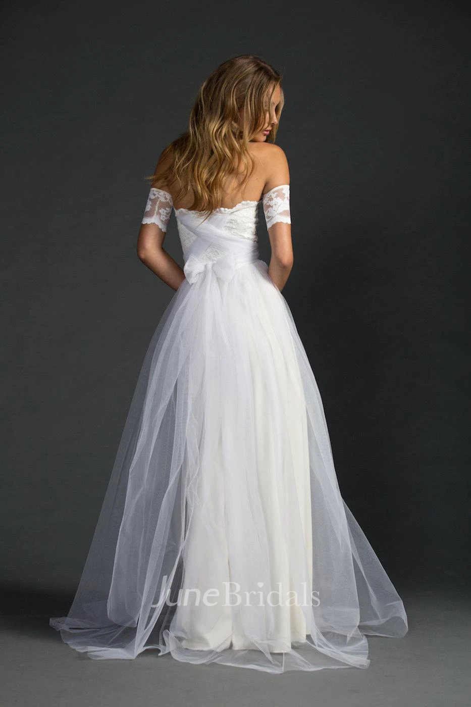 Grace Loves Strapless A-Line Tulle Dress With Lace Bodice and Sleeves