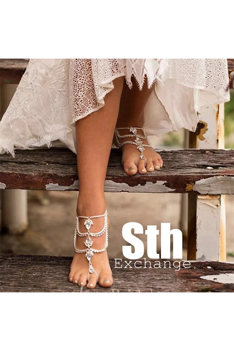 1PC Retro Gypsy Ethnic Beach Wedding Diamond Drill Sexy Multi-link Anklet