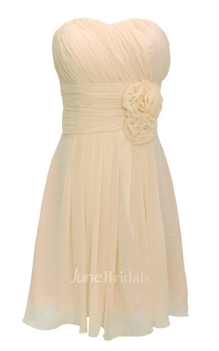 One-shoulder Sweetheart Short Dress With Floral Band