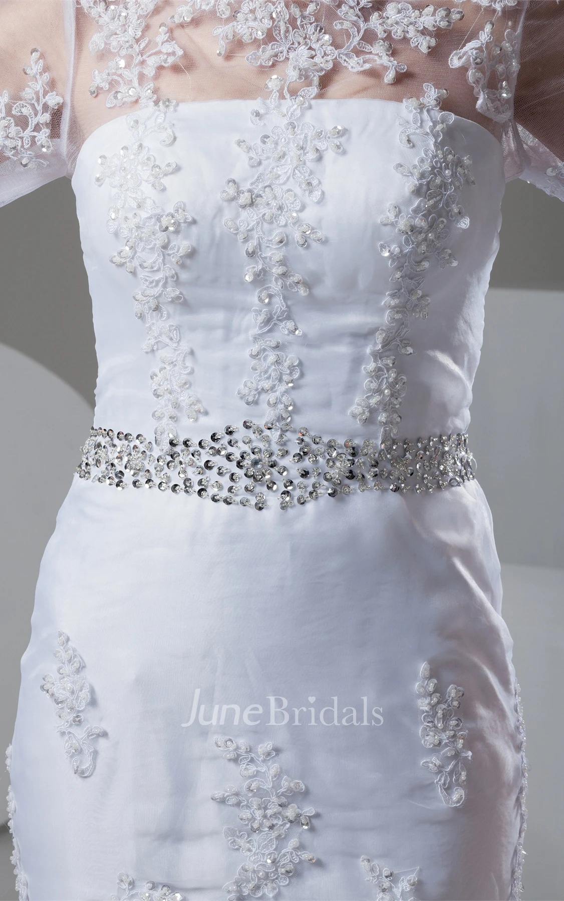 Bateau-Neck Long-Sleeve Mermaid Lace Dress with Illusion