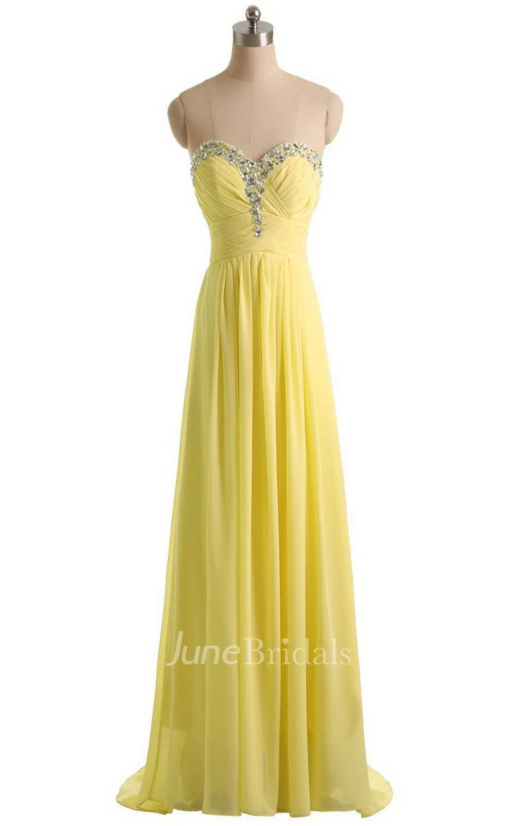 Sweetheart Crystal-beaded A-line Gown With Train