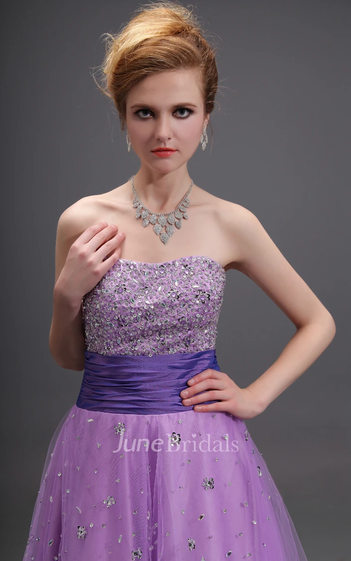 Sweetheart Sleeveless A-Line Dress With Soft Tulle And Beaded Top