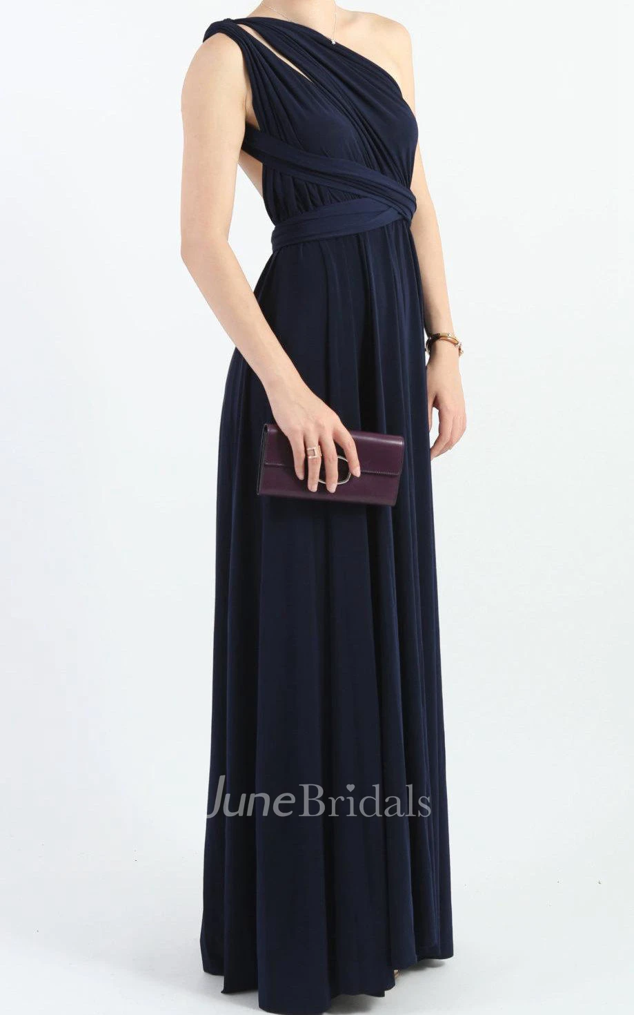 Navy Blue Floor-length Jersey Dress