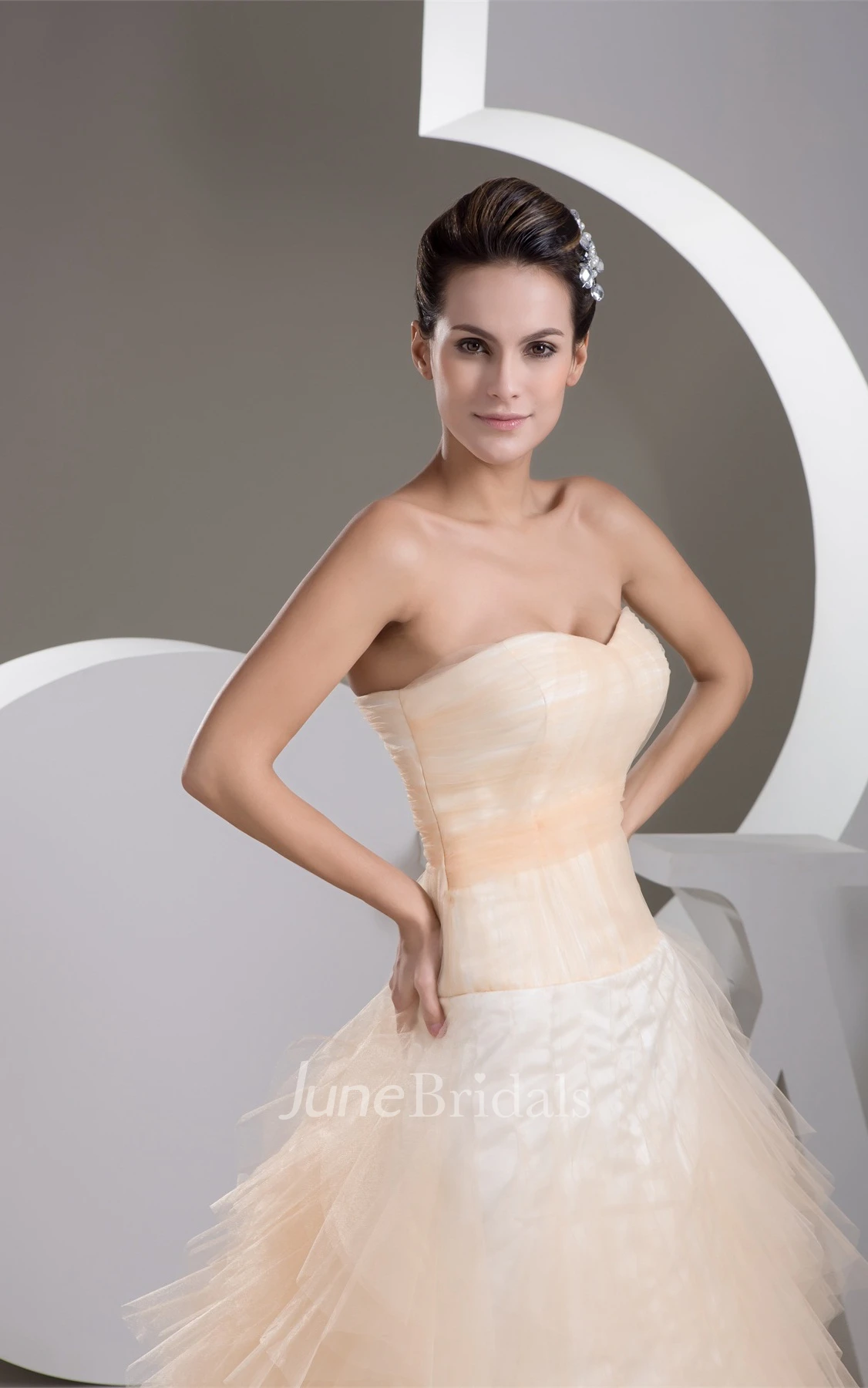 Sweetheart Tulle Ball Gown with Ruching and Brush Train