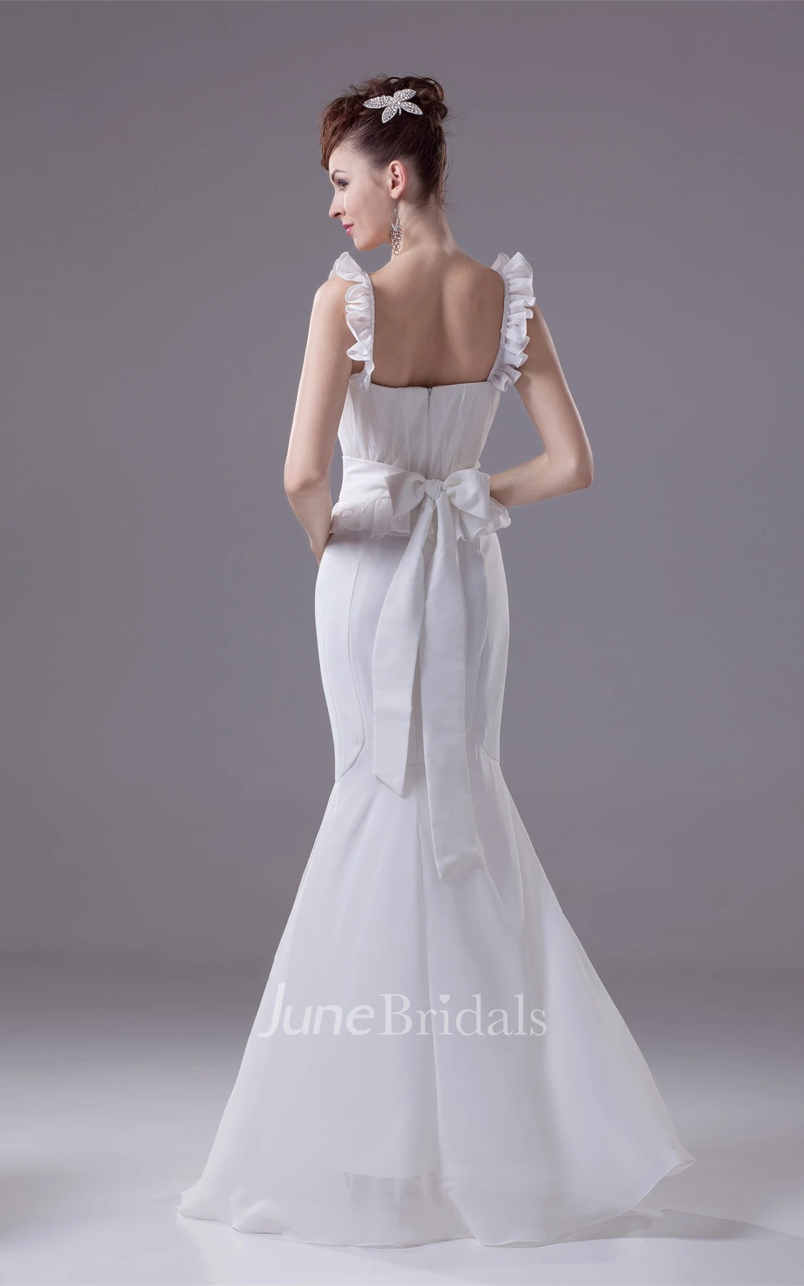 V-Neck Sleeveless Mermaid Chiffon Dress with Draping