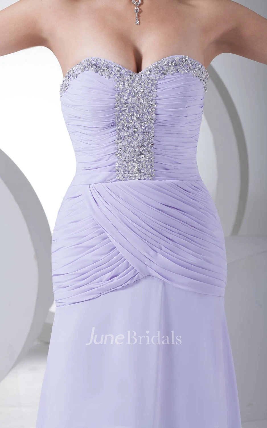 Sweetheart Floor-Length Chiffon Dress With Criss-Cross Ruching