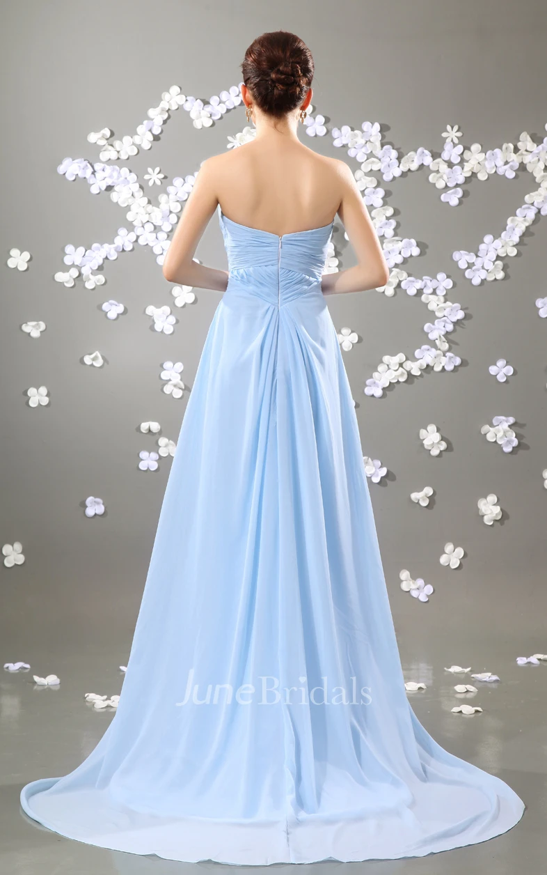 Alluring Sweetheart Sleeveless Style Dress With Slit And Crystal Detailing