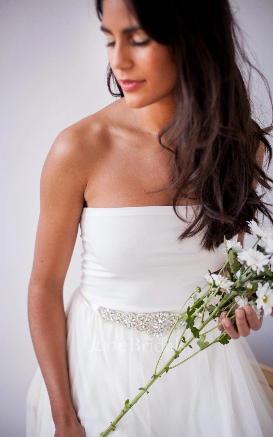 Tulle Jersey Satin Dress With Sash Ribbon