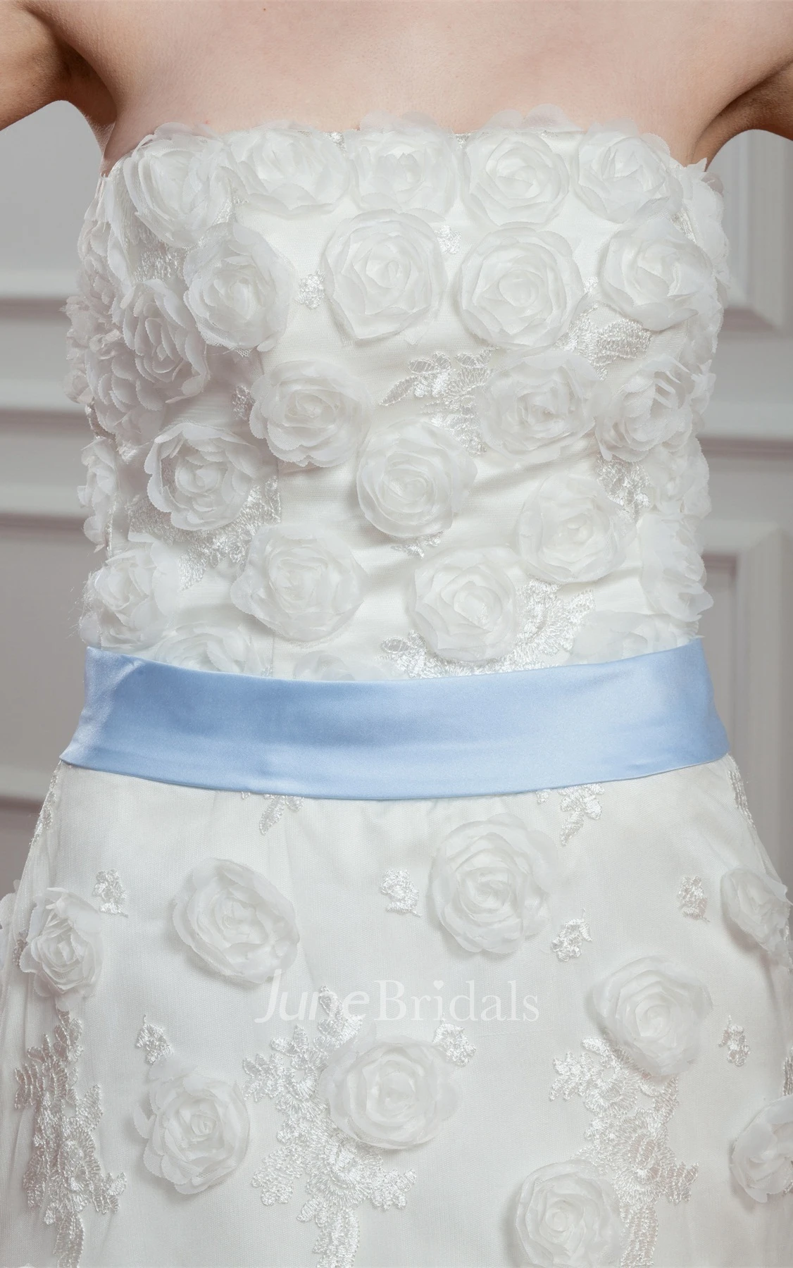 Floral Strapless A-Line Floor-Length Dress with Appliques