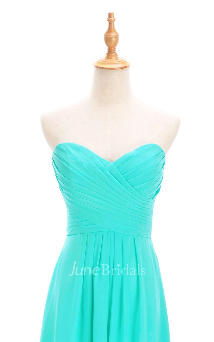 Sweetheart Criss-cross Chiffon A-line Dress With Lace-up Back