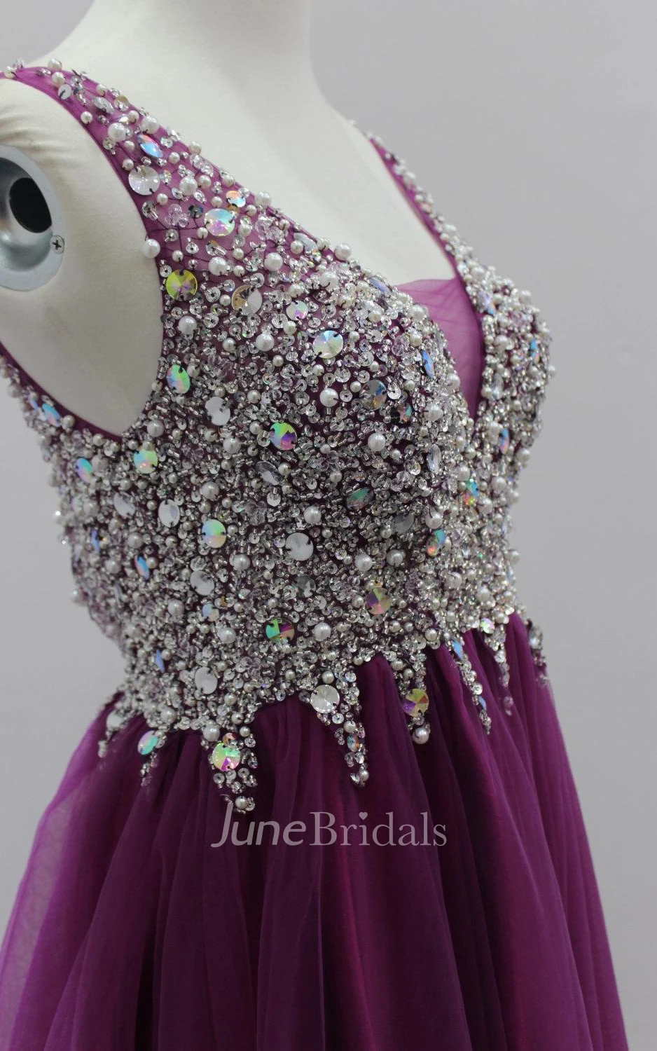 Tulle Floor-length Beaded Dress With Open Back