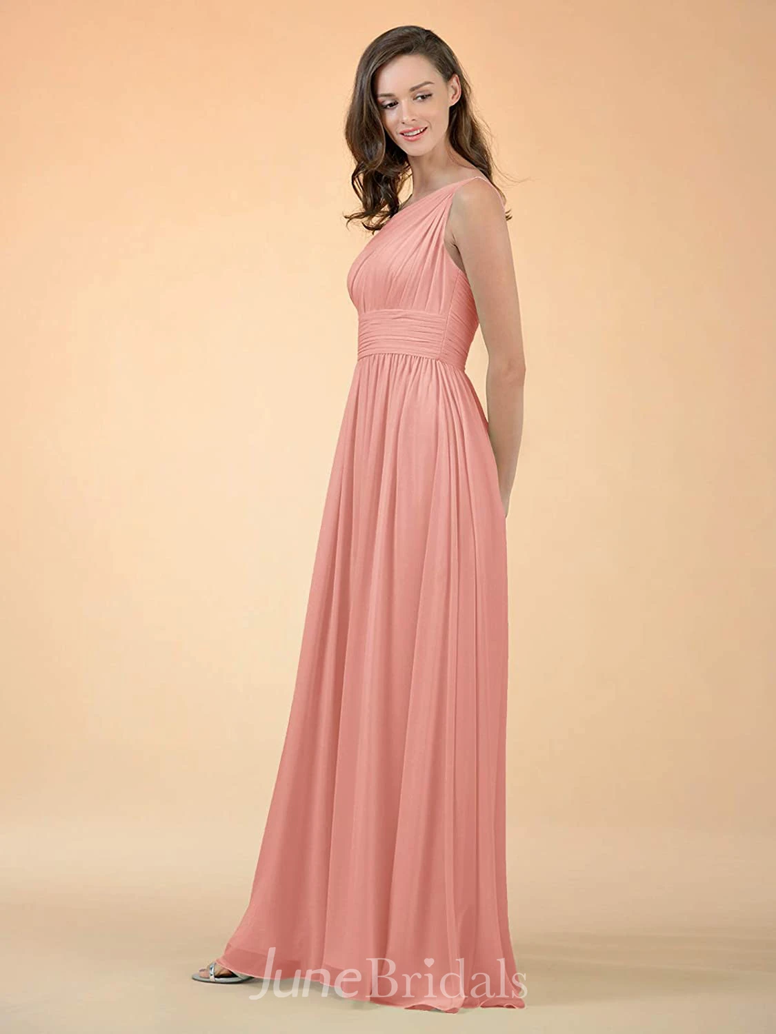 Modern A Line One-shoulder Chiffon Sleeveless Bridesmaid Dress