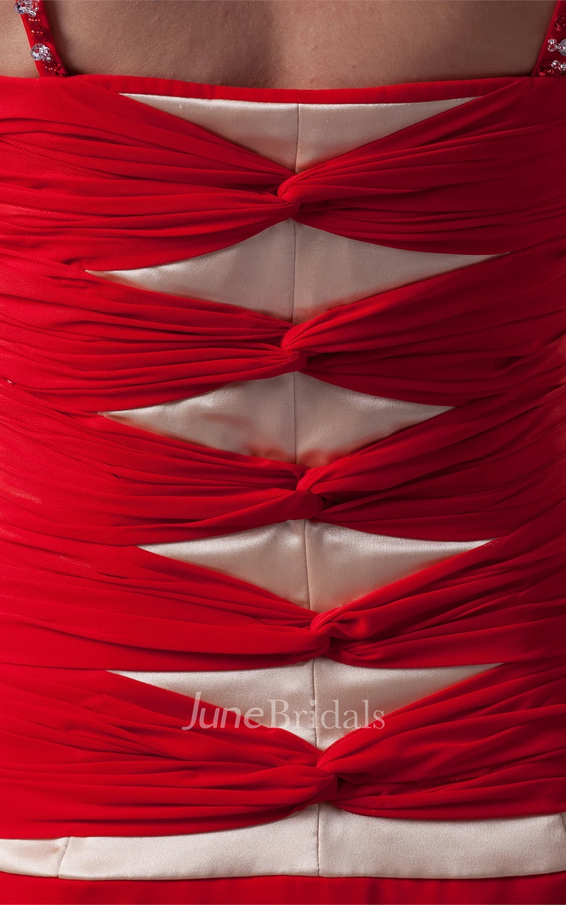 Deep-V-Neck Sleeveless Chiffon Maxi Dress with Beading and Ruching