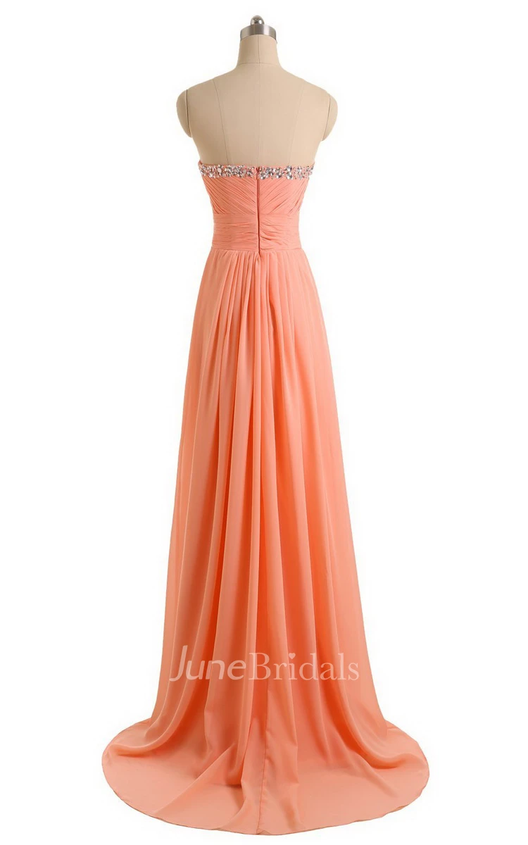 Sweetheart Empire Chiffon Dress With Sequined Bustline