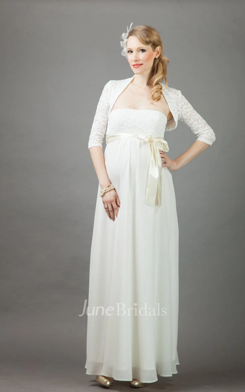 Annie Long Maternity Wedding With Bolero Dress
