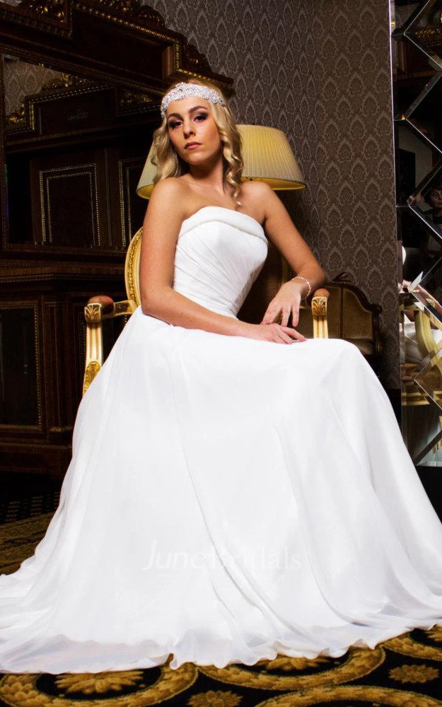 Strapless Chiffon Ruched Dress With Corset Back