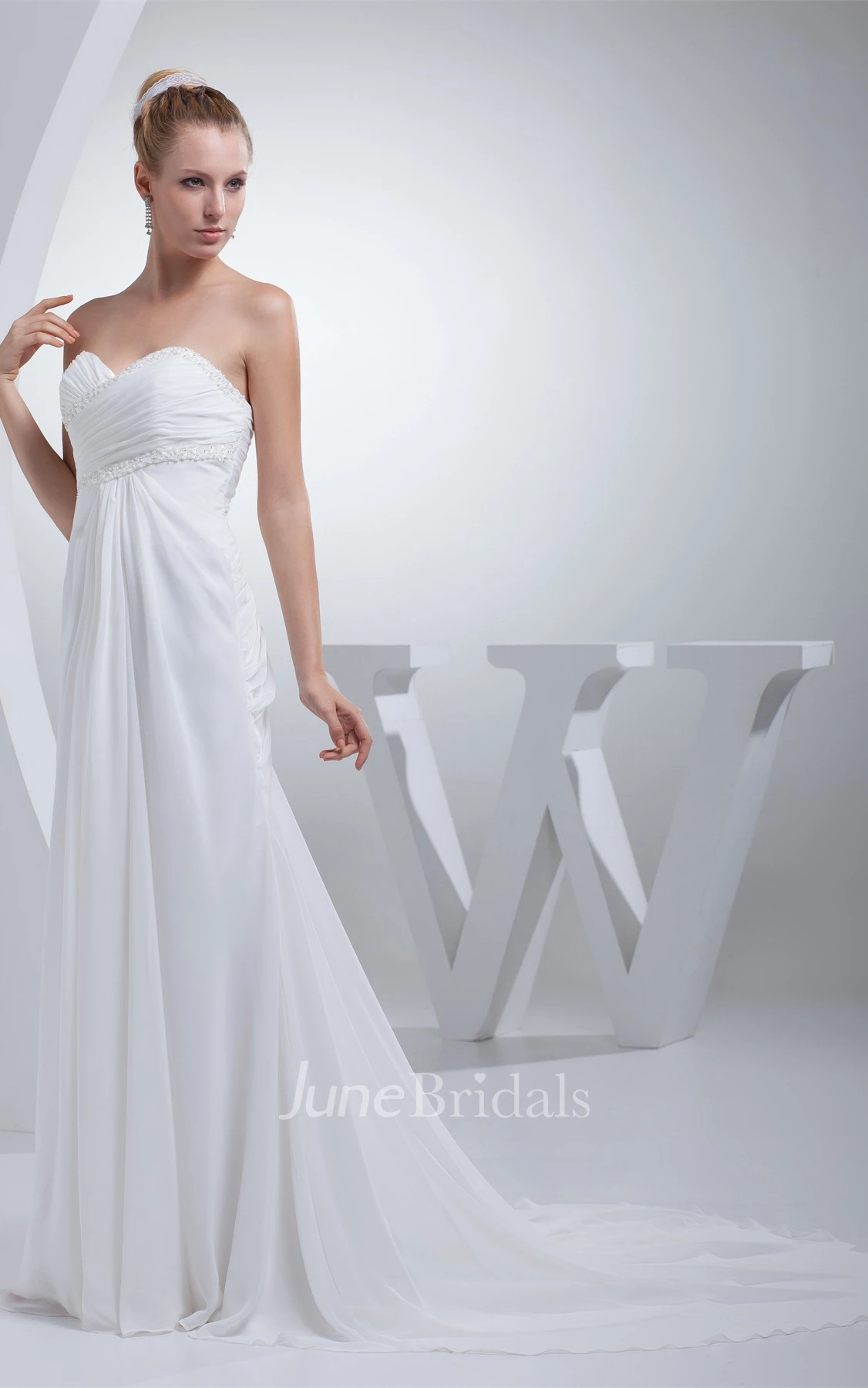 Sweetheart Criss-Cross Pleated Dress with Beading and Corset Back