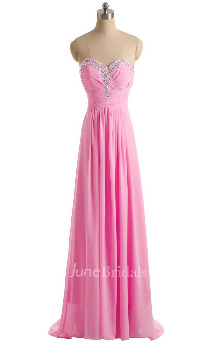 Sweetheart Empire Chiffon Dress With Sequined Bustline