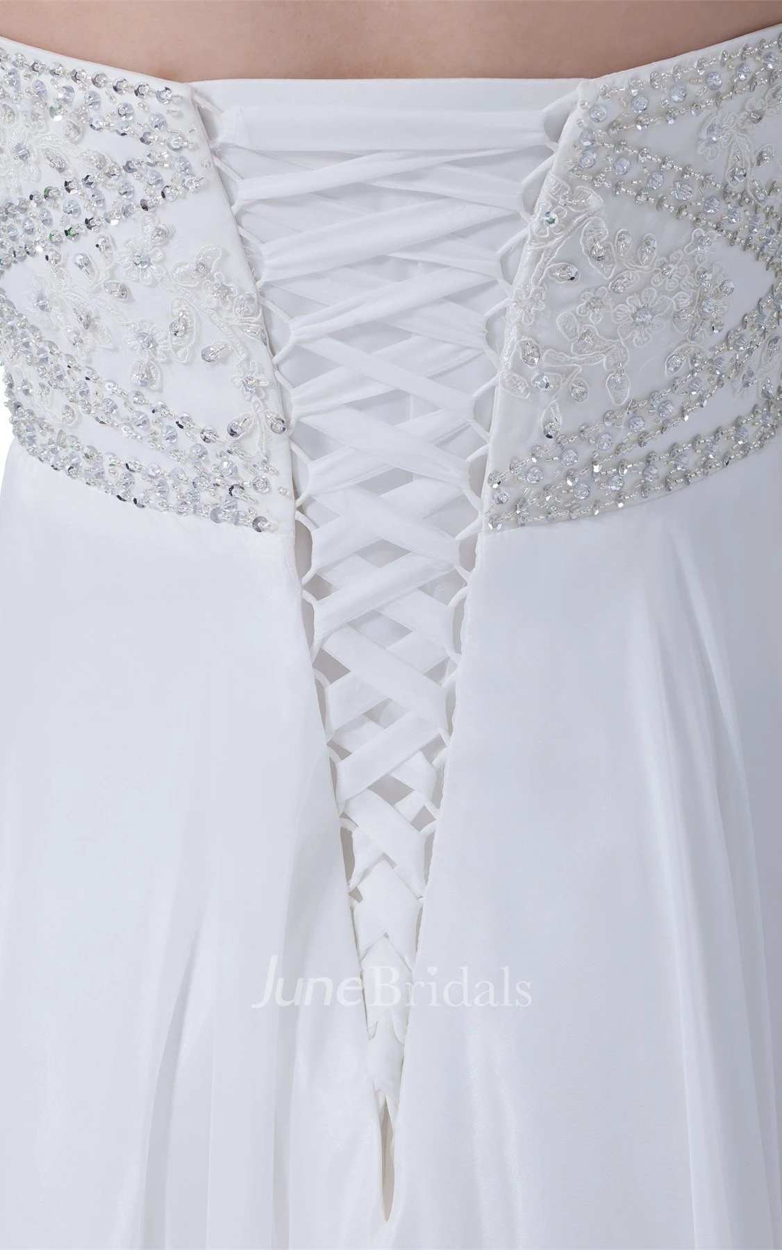 Strapless Empire Pleated Dress with Beaded Top