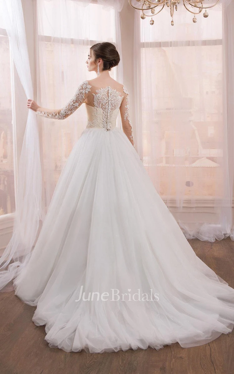 Sleeveless Sleeve Tulle Lace Weddig Dress