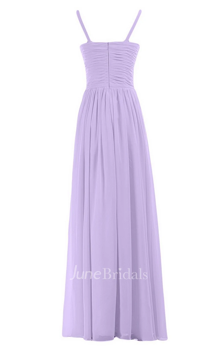 Sleeveless V-neck Chiffon Dress With Crisscross Ruching