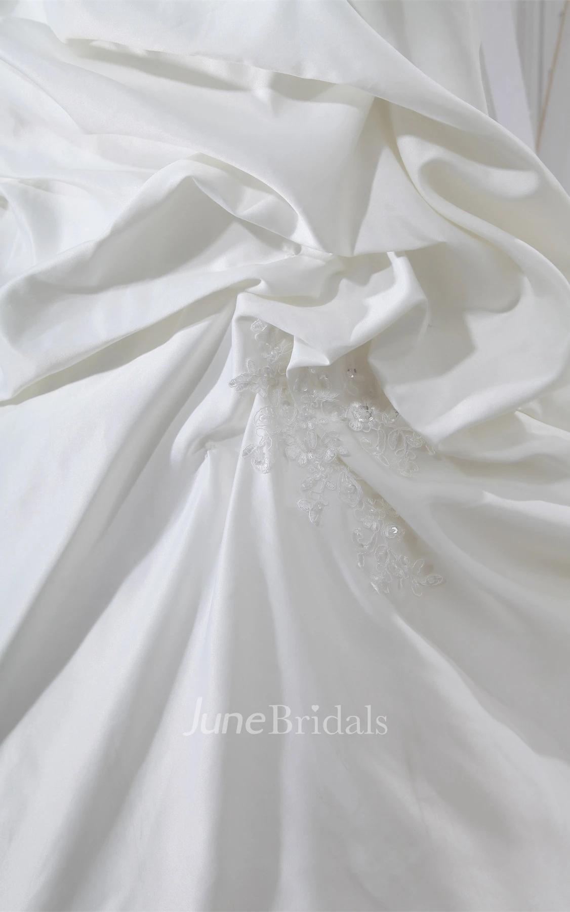 Sleeveless Pick-Up A-Line Ball Gown with Stress and Appliques