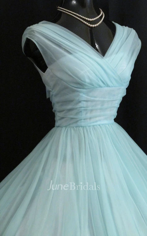 Charming V Neck Empire Chiffon Ball Gown With Bow