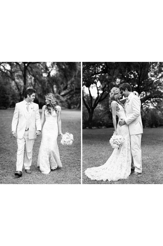 Sleeveless Deep V Neck Backless Mermaid Lace Summer Wedding Bridal Gown