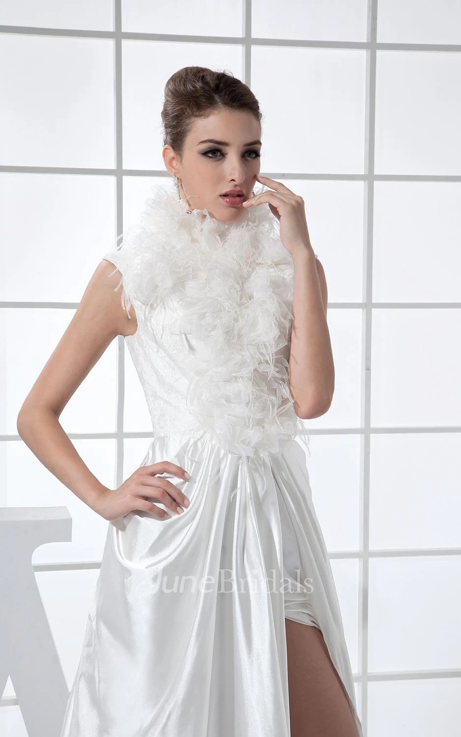 High-Neck Sleeveless Front-Split Dress With Keyhole Back