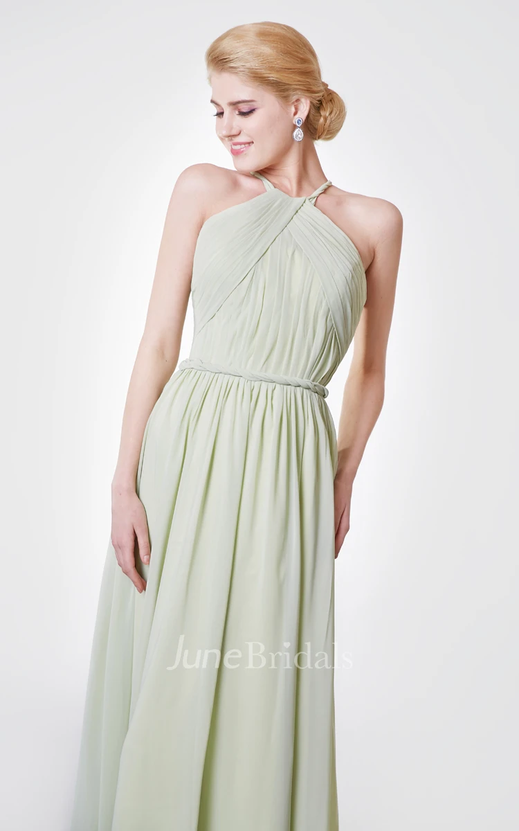 Halter Chiffon Evening Dress with Sexy Back