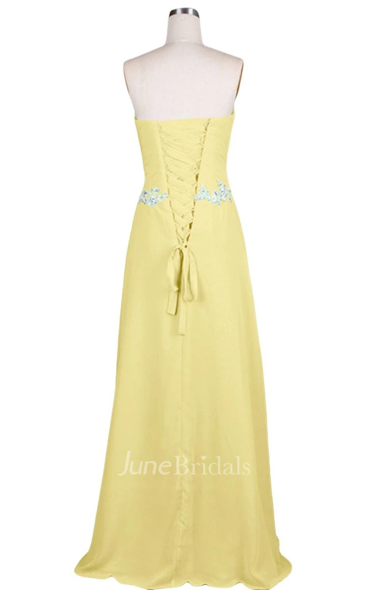 Sweetheart Pleated Beaded A-line Gown With Lace-up Back