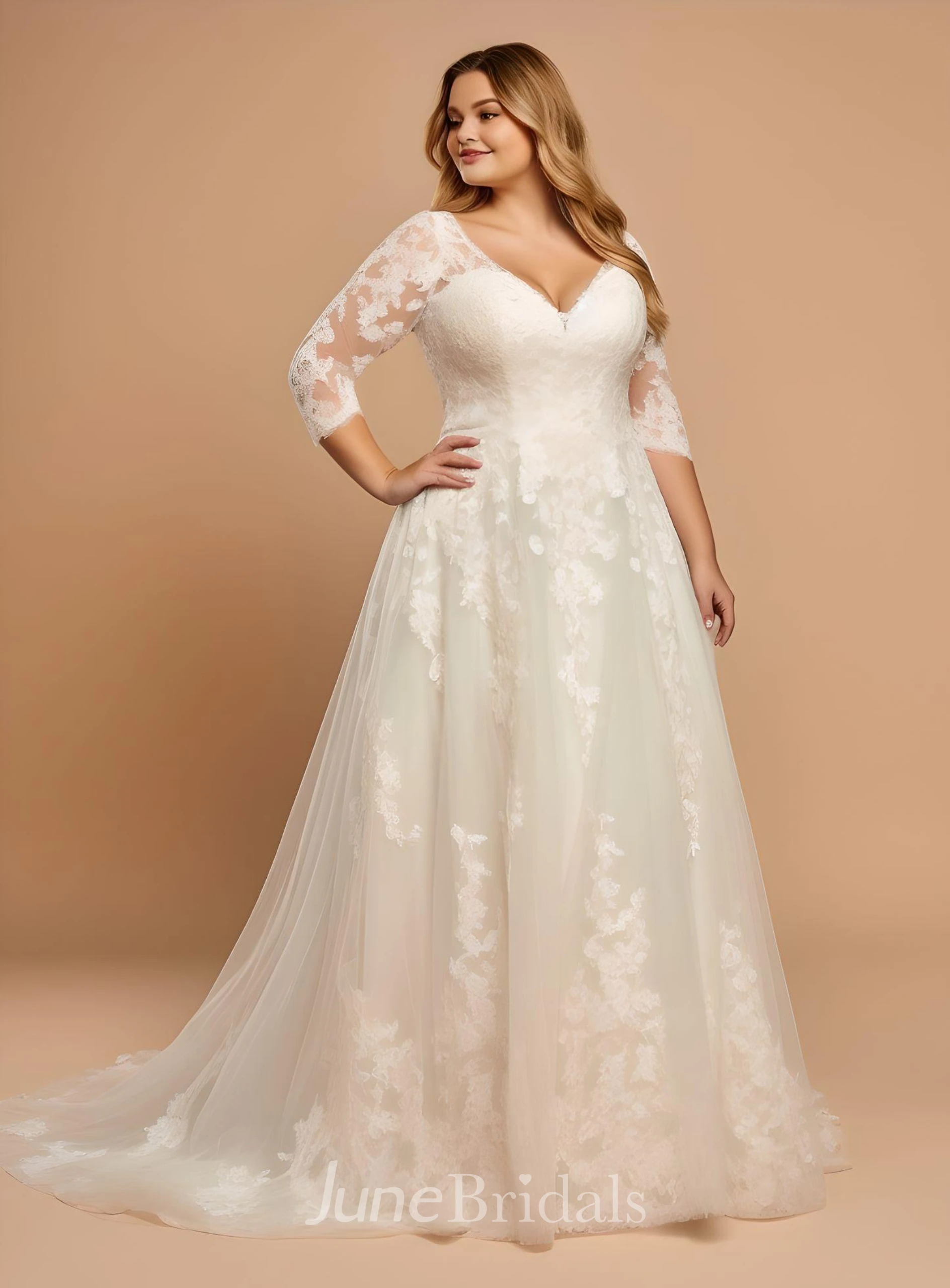 Plus Size A-line Bohemian Wedding Dress with Side Cut Outs