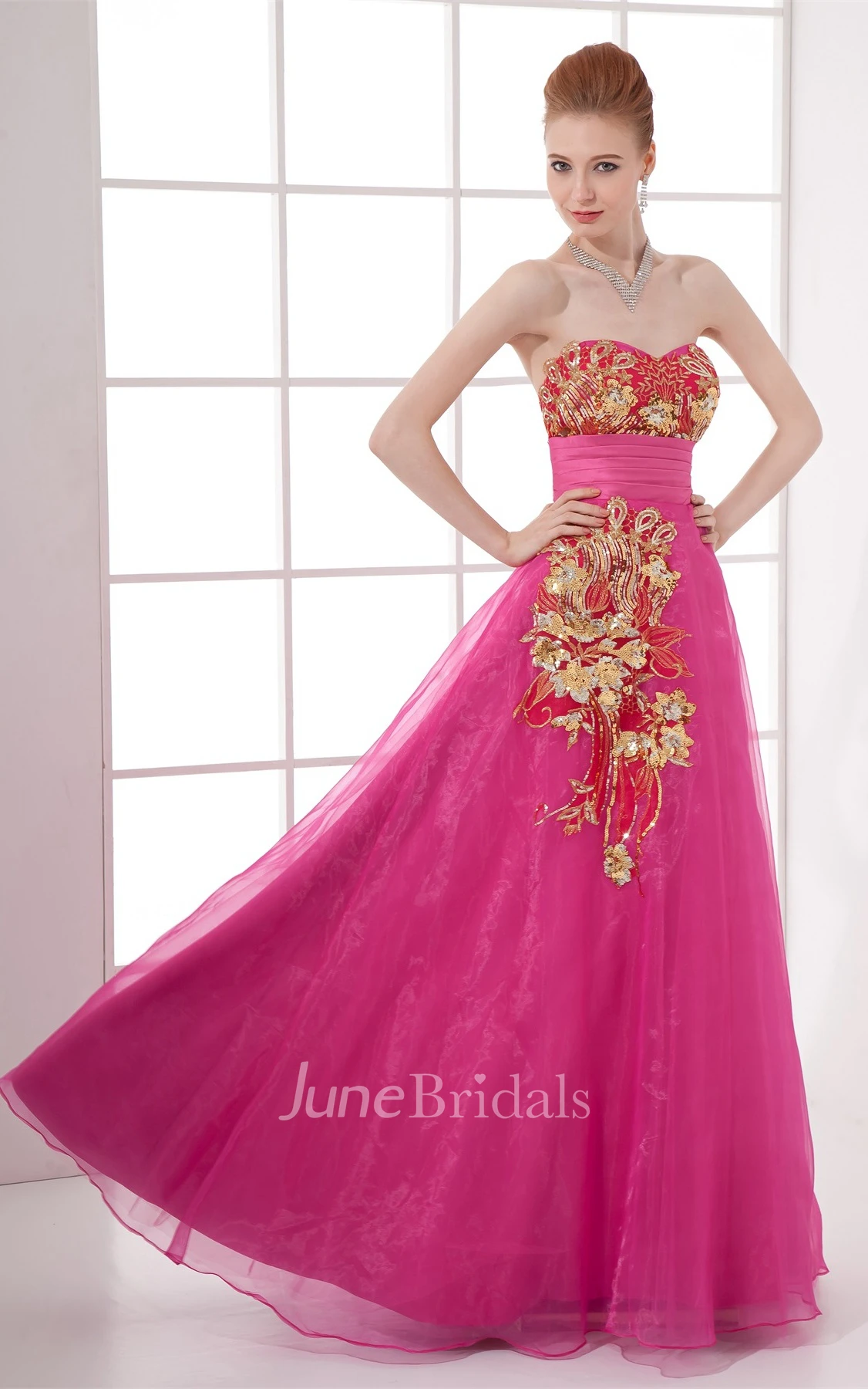 sweetheart maxi a-line dress with sequined embellishment