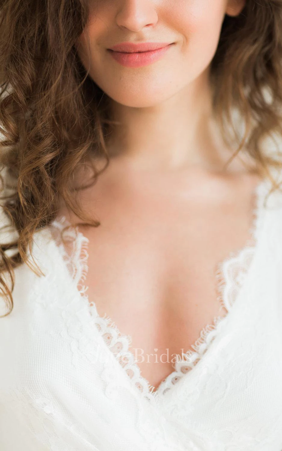 Ball Gown V-Neck Lace Satin Weddig Dress