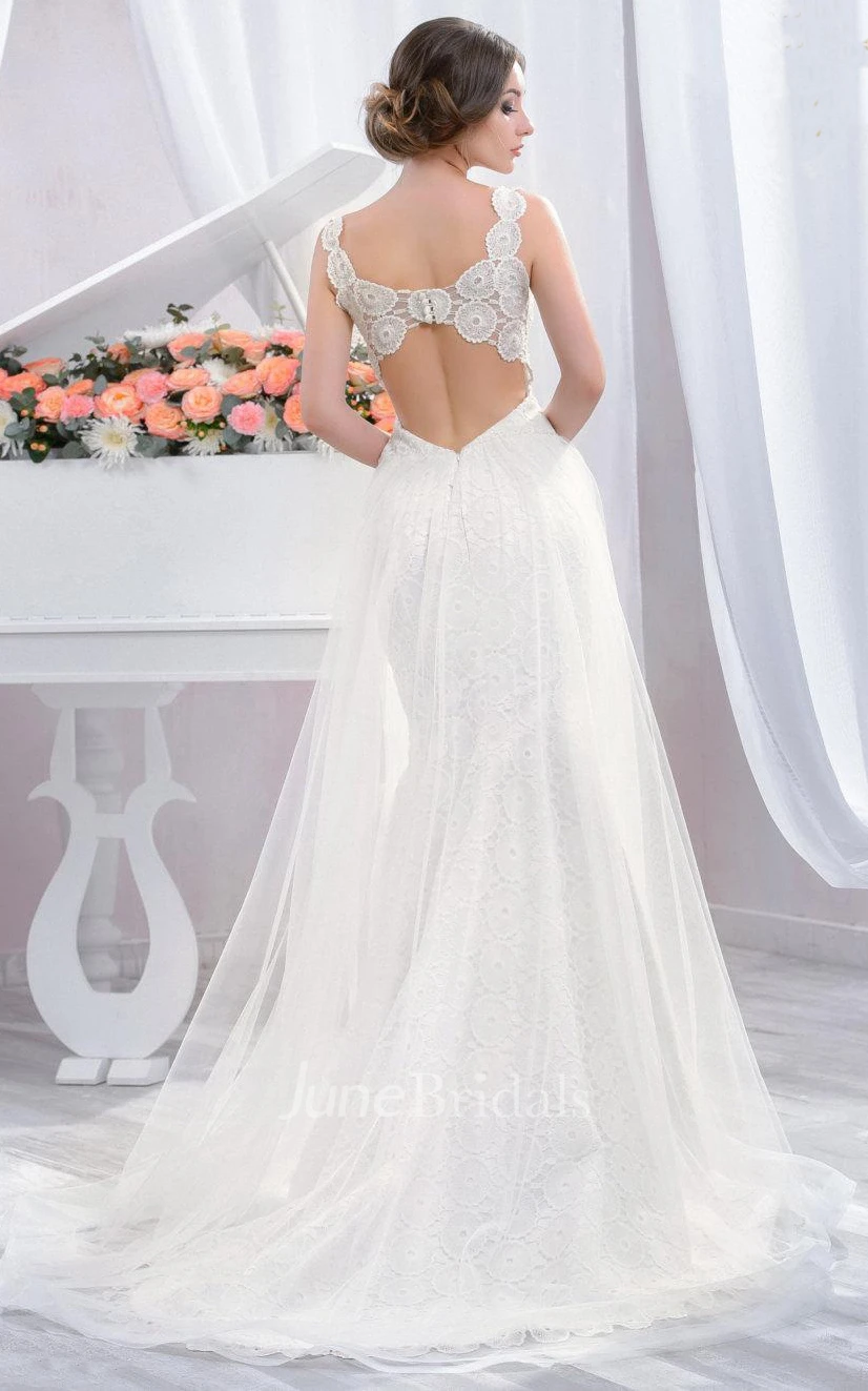 Exclusive Long Wedding Lace Wedding With Open Back Dress